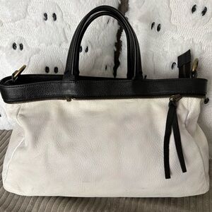 IO PELLE Italian Leather Bag Black and White Tote